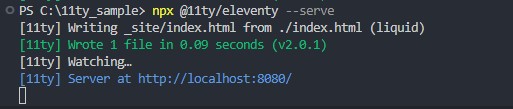 --serve無しのコマンドを実行した時と比べて、アドレスの書いてある青い行が増えた