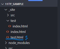 test.htmlが_siteフォルダ直下に生成された